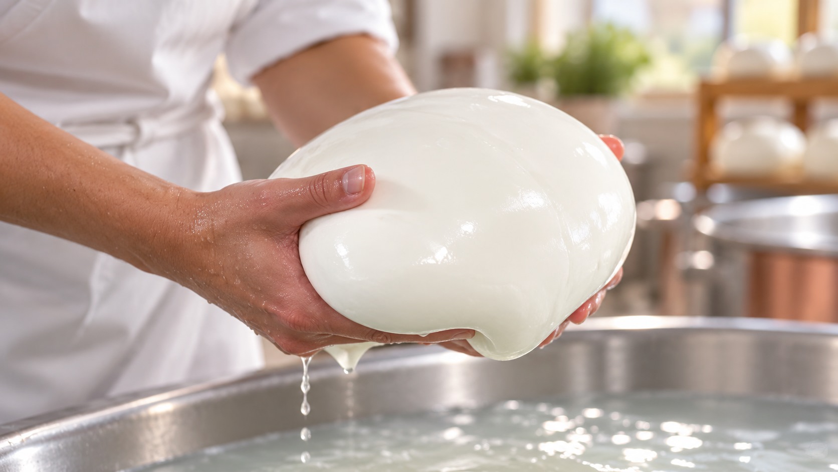 Mozzarella di Bufala Campana DOP appena lavorata